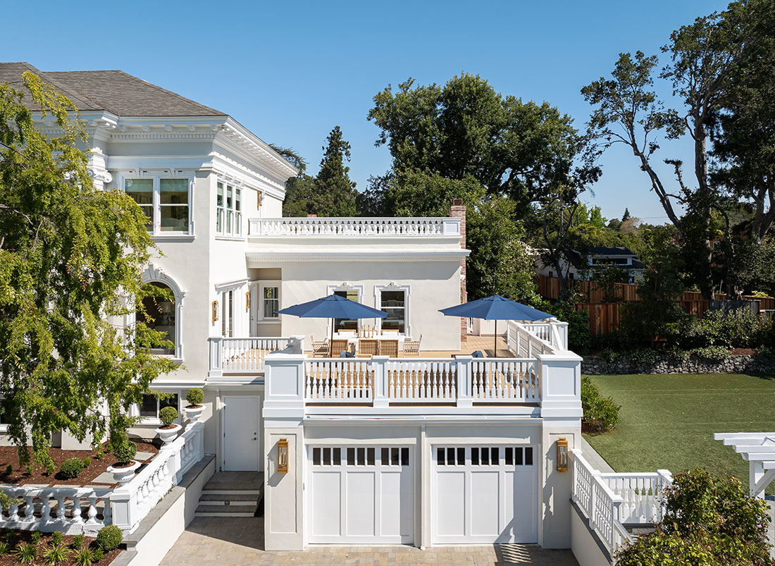 Neoclassical Hillsborough Drone Patio Garages