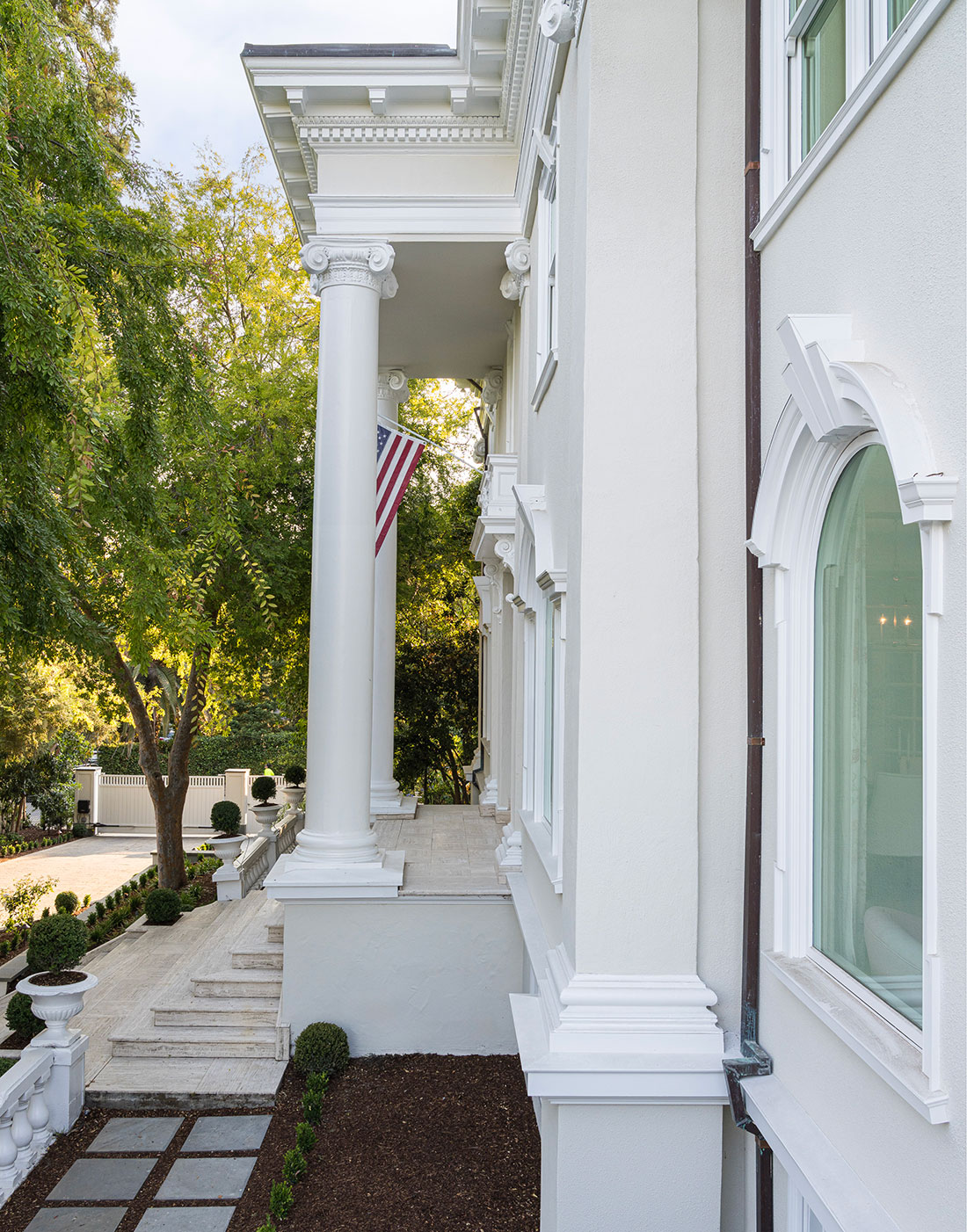 Hillsborough Neoclassical Front Facade Looking Along