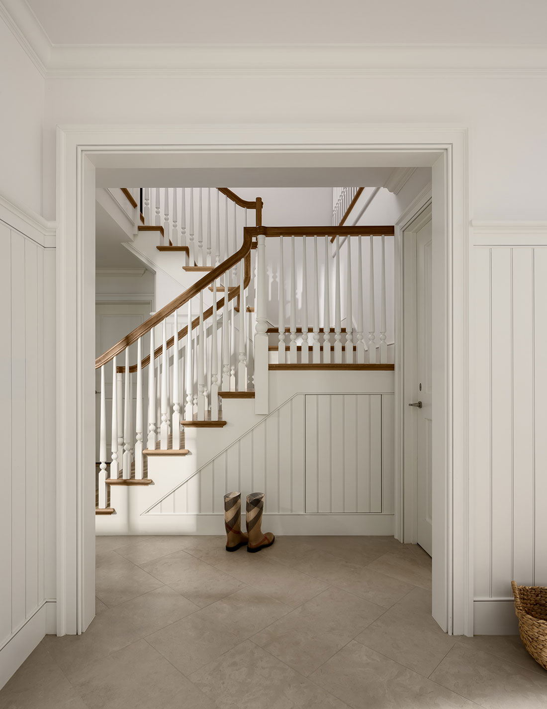 Refined Ranch ADU Stairs from Mudroom